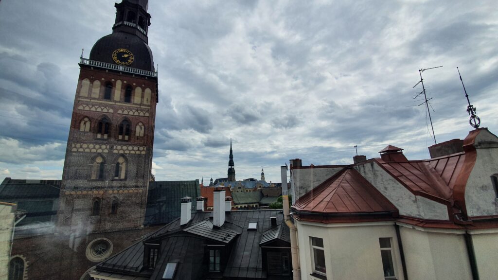 Latvia, Riga the view from Gutenbergs Rooftop Restaurant