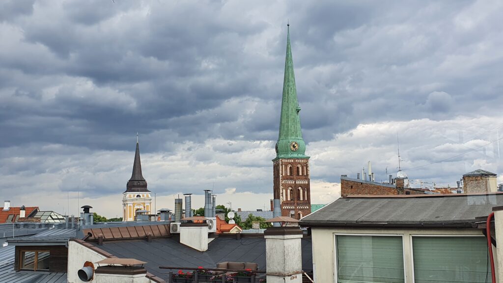 Latvia, Riga the view from Gutenbergs Rooftop Restaurant