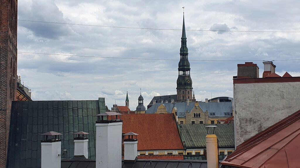 Latvia, Riga the view from Gutenbergs Rooftop Restaurant