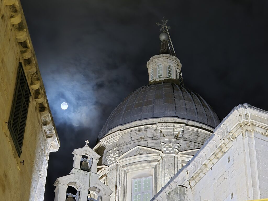 Dubrovnik Cathedral’s iconic dome rising above Old Town—a striking feature in the city’s skyline.