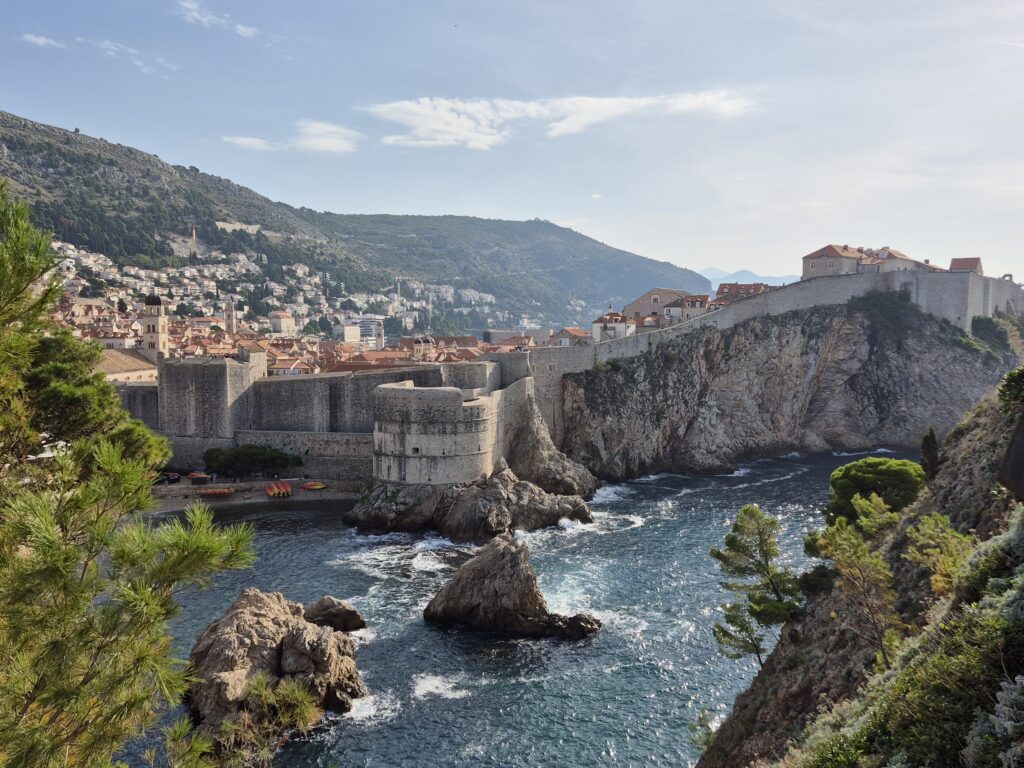 Dubrovnik’s medieval city walls with scenic views over the Adriatic Sea, UNESCO heritage site